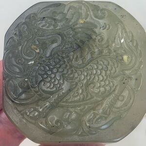 Translucent Hetian Jade Carved Kylin Seal Stamp Chop Kirin Qilin Dragon Beast 2"
